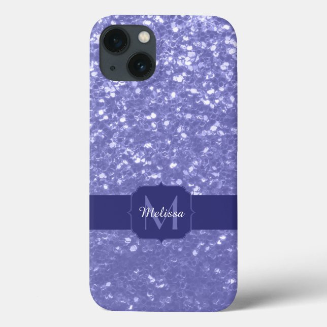 Lavender violet sparkles glitter bling Monogram Case-Mate iPhone Case (Back)