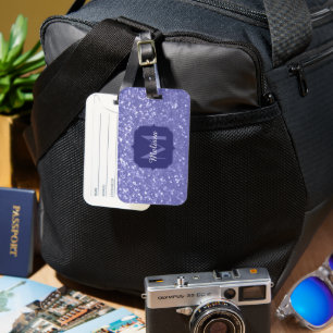Lavender violet sparkles glitter bling Monogram Luggage Tag
