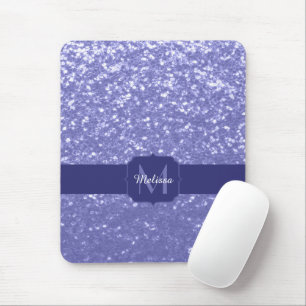 Lavender violet sparkles glitter bling Monogram Mouse Pad
