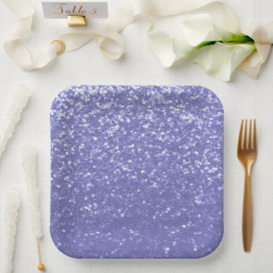 Lavender violet sparkles glitter bling  paper plate