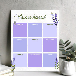 Lavender Vision Board Goal Planner Worksheet Poster