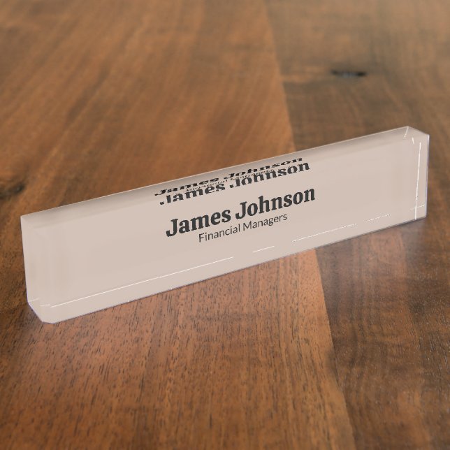 Lavender Walnut Retro Bold Serif Desk Name Plate (Side)