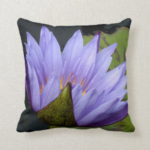 Lavender Water Lily Throw Pillow