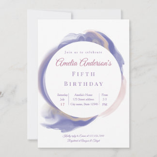 Lavender Watercolor Abstract Birthday Invitation