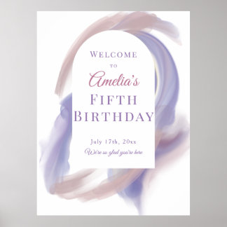 Lavender Watercolor Abstract Birthday Welcome Post Poster