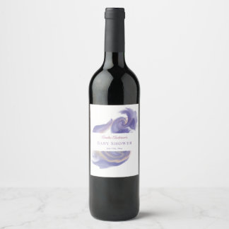 Lavender Watercolor Abstract Wine Bottle Label