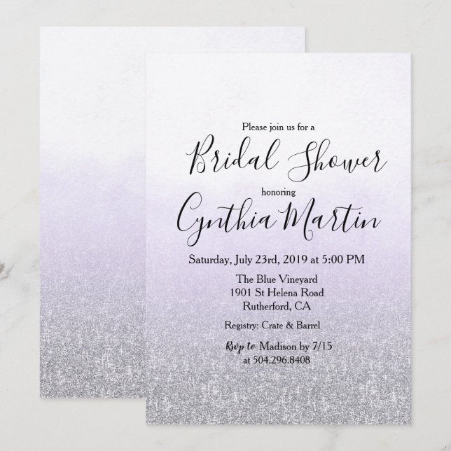 Lavender Watercolor Bridal Shower Invitation (Front/Back)