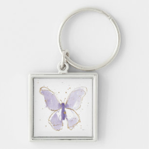Lavender Watercolor Butterfly Keychain