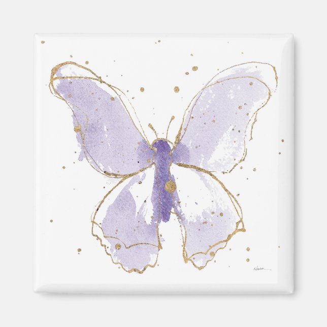 Lavender Watercolor Butterfly Magnet (Front)