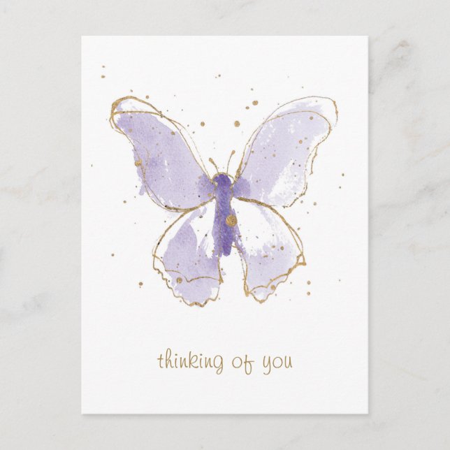 Lavender Watercolor Butterfly Postcard (Front)