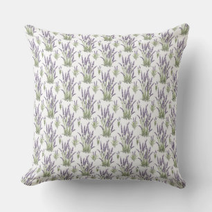 Lavender Watercolor ClipArt, Flora Pattern  Throw Pillow