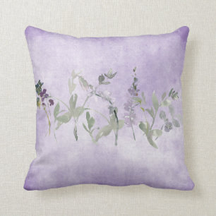 Lavender Watercolor Floral Chic Throw Pillow