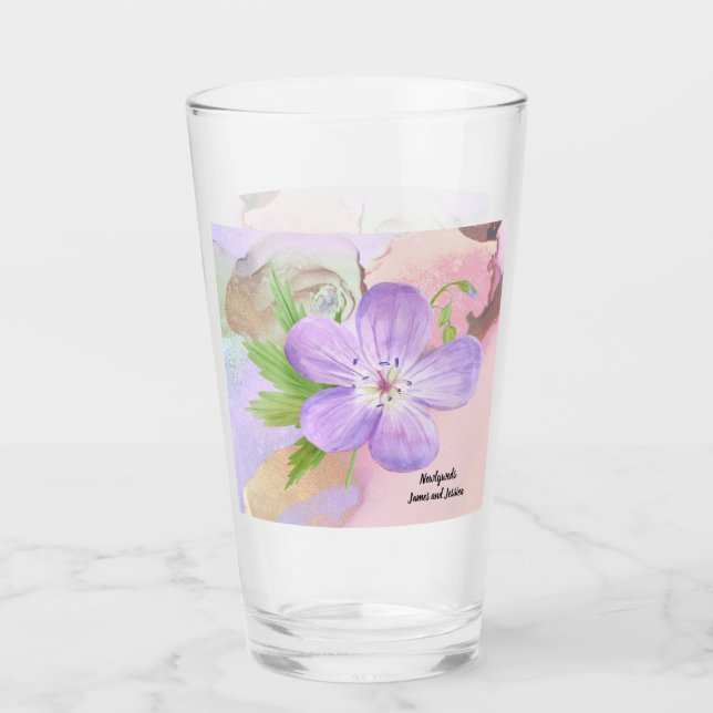 Lavender Watercolor Floral Design Glass (Front)