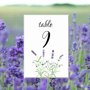 Lavender Watercolor Floral Purple Flowers Wedding Table Number