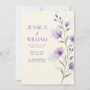 Lavender Watercolor Floral Wedding Invitation