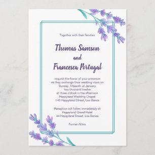 Lavender Watercolor Floral Wedding Invitation