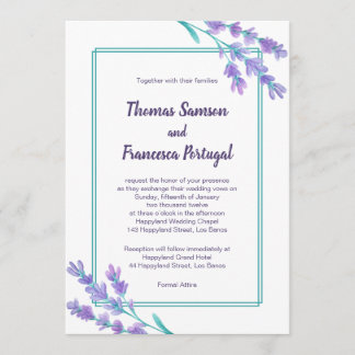 Lavender Watercolor Floral Wedding Invitation