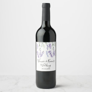 Lavender Watercolor Floral Wine Label