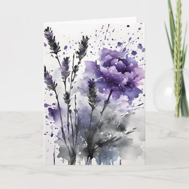 Lavender - Watercolor flowers Card (Front)