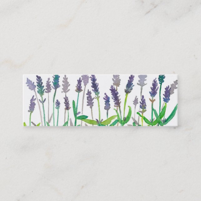 Lavender Watercolor Flowers Mini Business Card (Front)