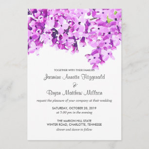 Lavender Watercolor Flowers Modern Wedding Invitation