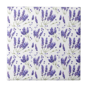 Lavender Watercolor Flowers Pattern Tile