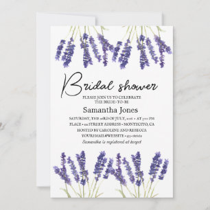 Lavender Watercolor Flowers Purple Bridal Shower  Invitation
