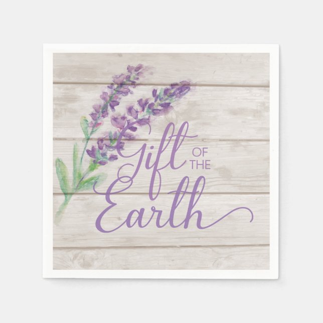 Lavender Watercolor Gift of the Earth Napkin (Front)