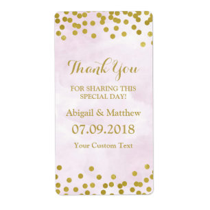 Lavender Watercolor Gold Confetti Wedding Labels