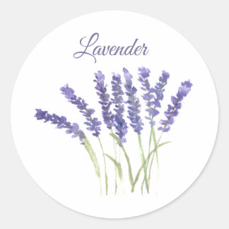 Lavender Watercolor Herbs Kitchen Purple  Classic Round Sticker
