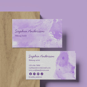 Lavender Watercolor Minimalist with Elegant Script Business Card