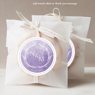 Lavender Watercolor Monogram Envelope Seal/Favour  Classic Round Sticker