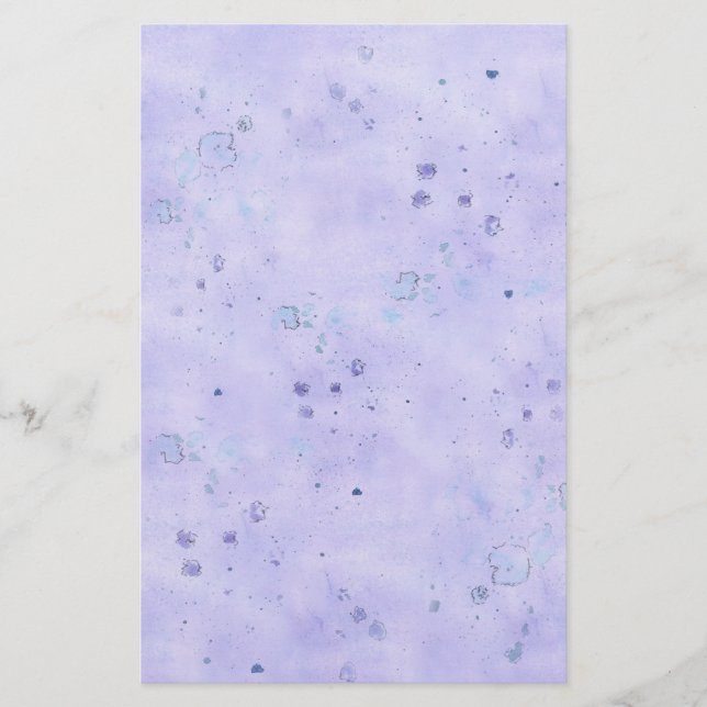 Lavender Watercolor Pastel Wash Spatter Stationery (Front)