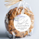 Lavender Watercolor Thank You Favour Classic Round Sticker<br><div class="desc">Favour gift sticker featuring watercolor lavender floral flowers and thank you in script.</div>