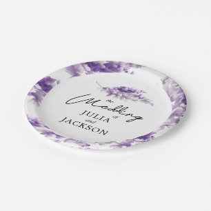 Lavender Watercolor Wedding Elegant Personalized Paper Plate