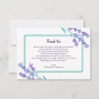 Lavender Watercolor Wedding Thank You Card