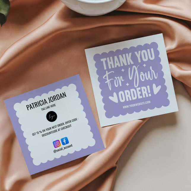 Lavender Wave Order Thank you LOGO Social Icon  Square Business Card (Creator Uploaded)