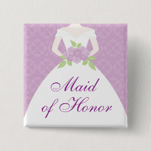 Lavender Wedding Dress Bridal Party 2 Inch Square Button