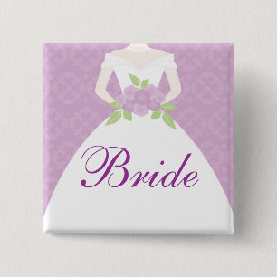 Lavender Wedding Dress Bridal Party 2 Inch Square Button
