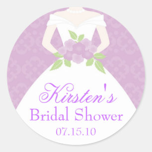Lavender Wedding Dress Bridal Shower Classic Round Sticker