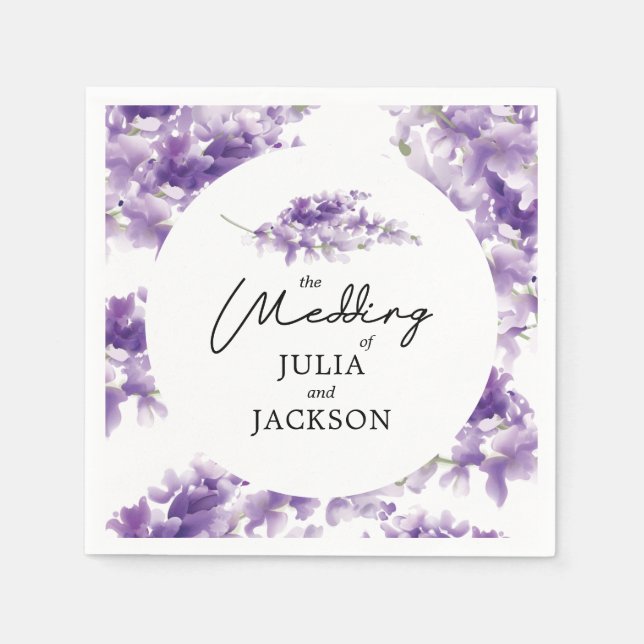 Lavender Wedding Elegant Personalized Napkin (Front)