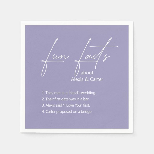 Lavender Wedding Fun Facts Napkin (Front)