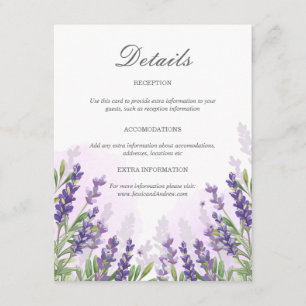 Lavender Wedding Guest Information Card Details