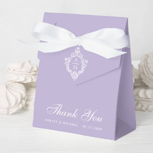 Lavender Wedding Monogram Vintage Crest Thank You Favor Box