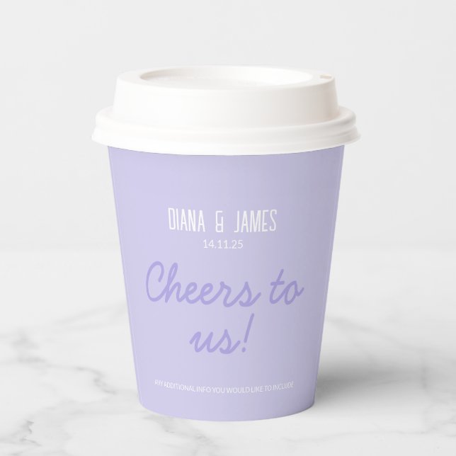 Lavender Wedding Paper cups (Front)