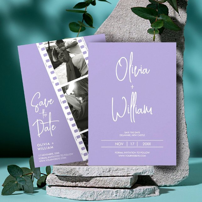 Lavender wedding photo booth strip save the date (Creator Uploaded)