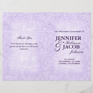 Lavender Wedding Program Glitter