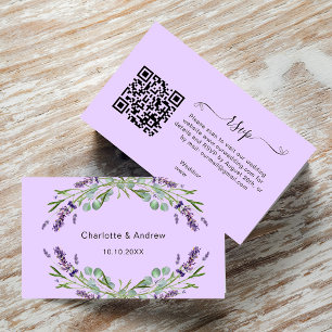Lavender wedding response website QR code RSVP Enclosure Card