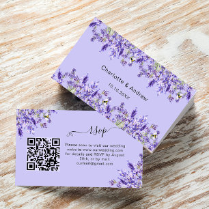 Lavender wedding response website QR code RSVP Enclosure Card
