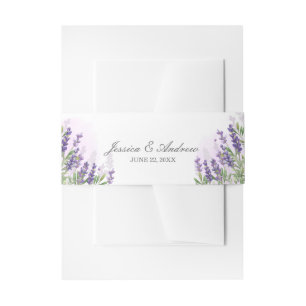 lavender Wedding Rustic Personalized Purple Pastel Invitation Belly Band